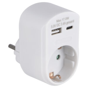 Alternative view of Adapterstekker 230V USB A/C 3.4A wit